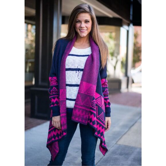 Fantastic Fawn Blue & Pink Cardigan Size Small - Picture 3 of 8